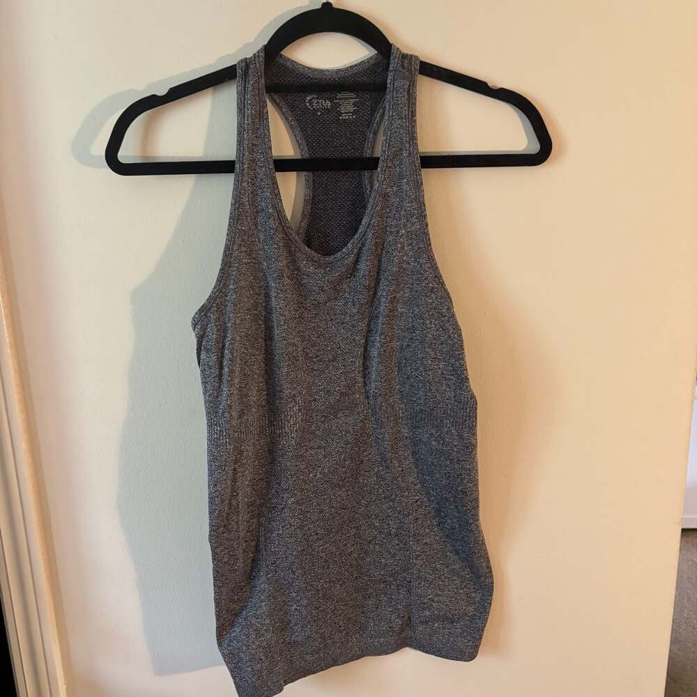 Zyia Active Grey Heathered Copper Charged Racerback Tank Top Size S